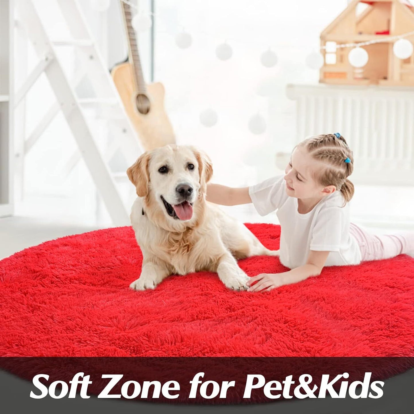 Infinity Round Shag Rug 100cm (Red)