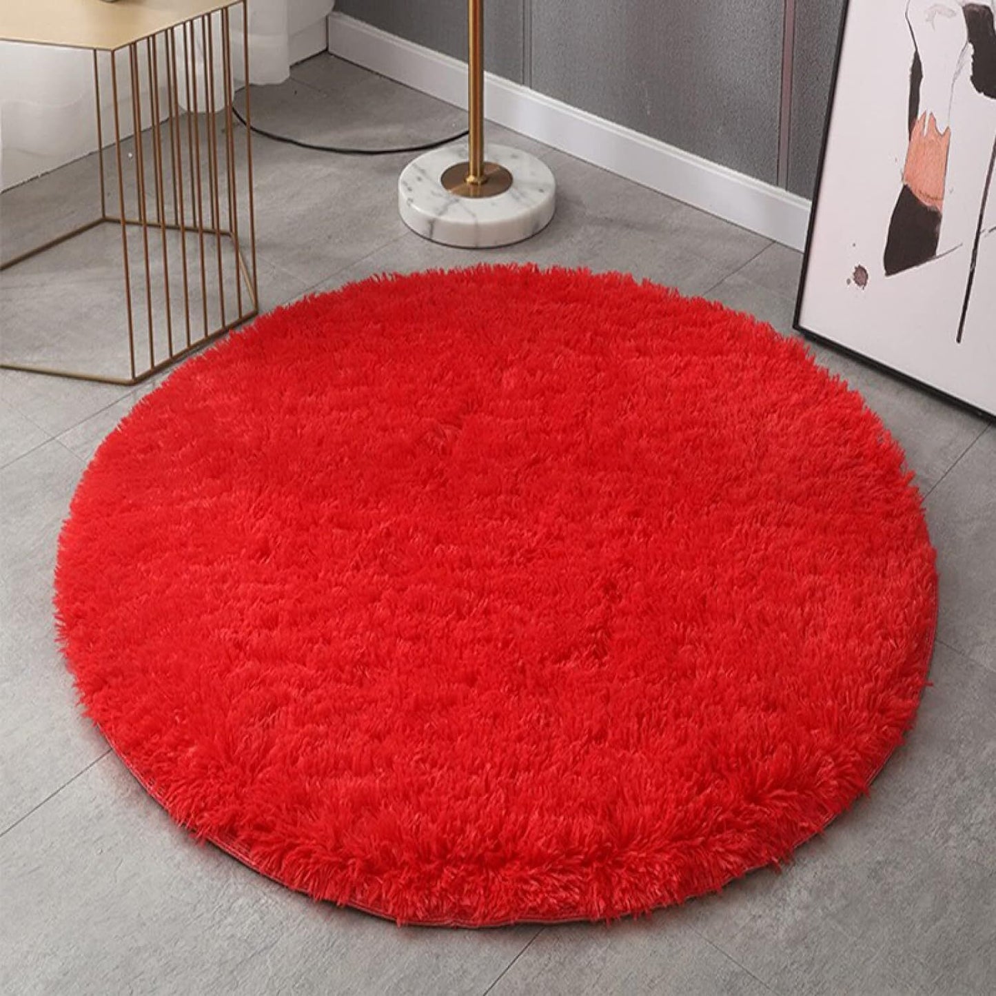 Infinity Round Shag Rug 100cm (Red)