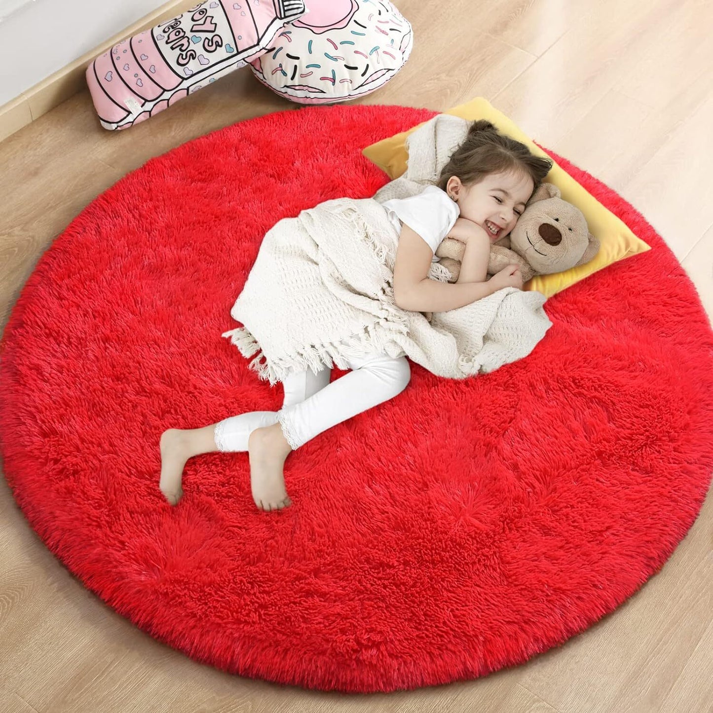Infinity Round Shag Rug 100cm (Red)