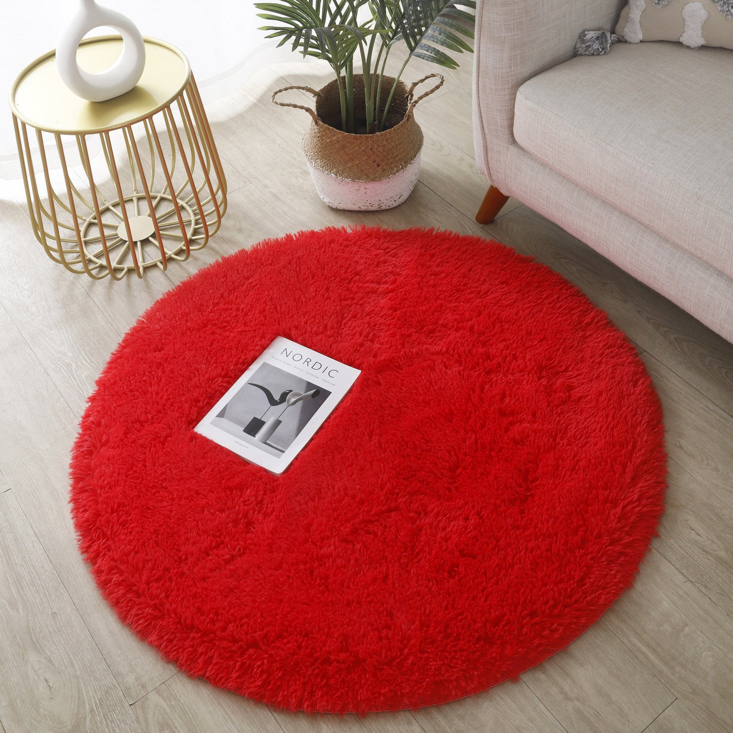 Infinity Round Shag Rug 100cm (Red)