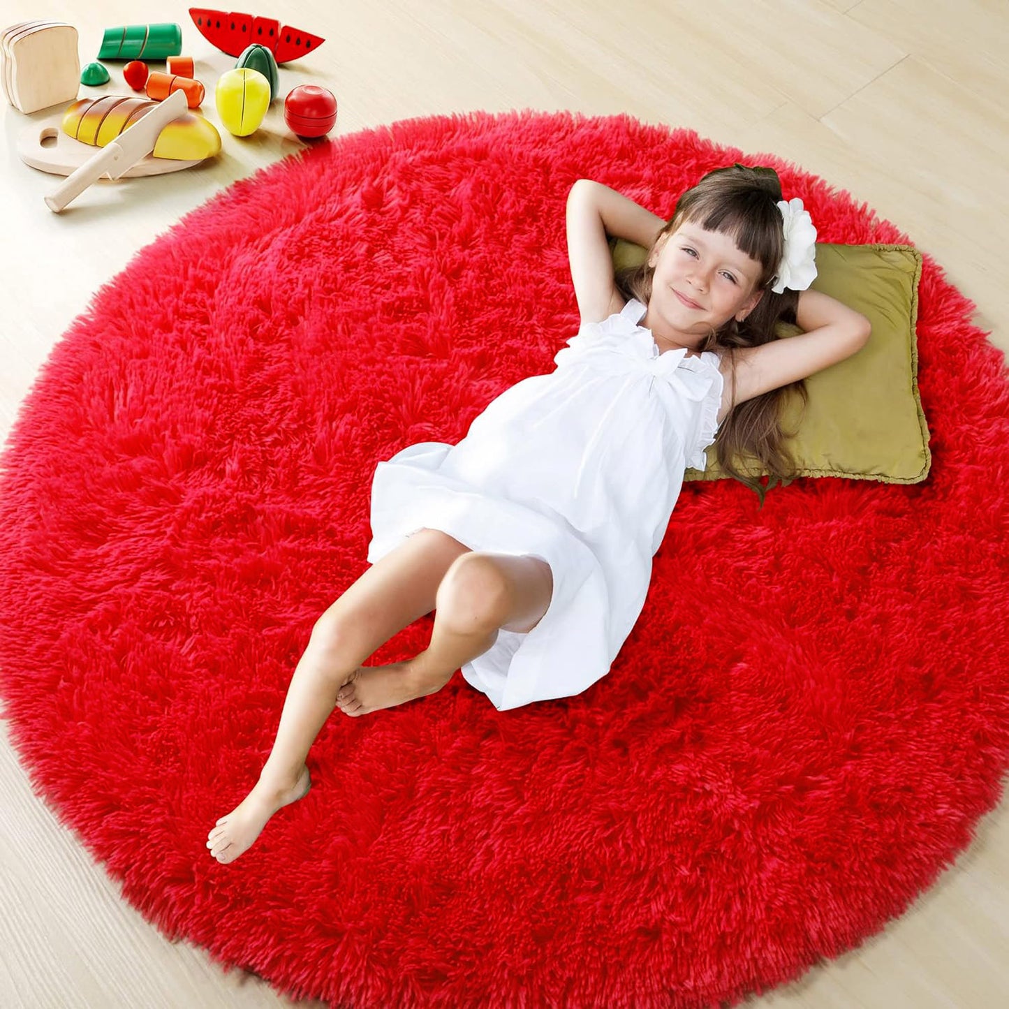 Infinity Round Shag Rug 100cm (Red)