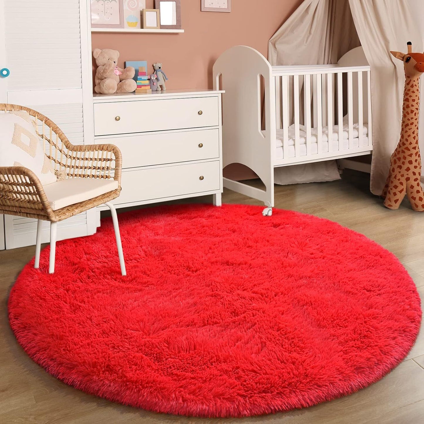 Infinity Round Shag Rug 100cm (Red)