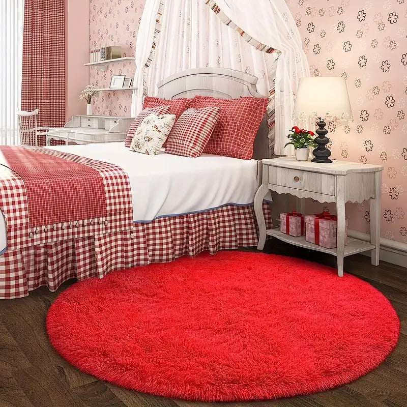 Infinity Round Shag Rug 100cm (Red)