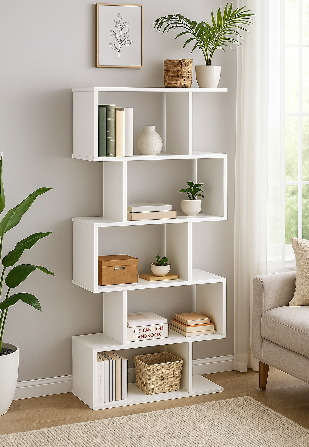 5 Tier Lumina Modern Display Bookshelf Storage Bookcase Shelves (White)