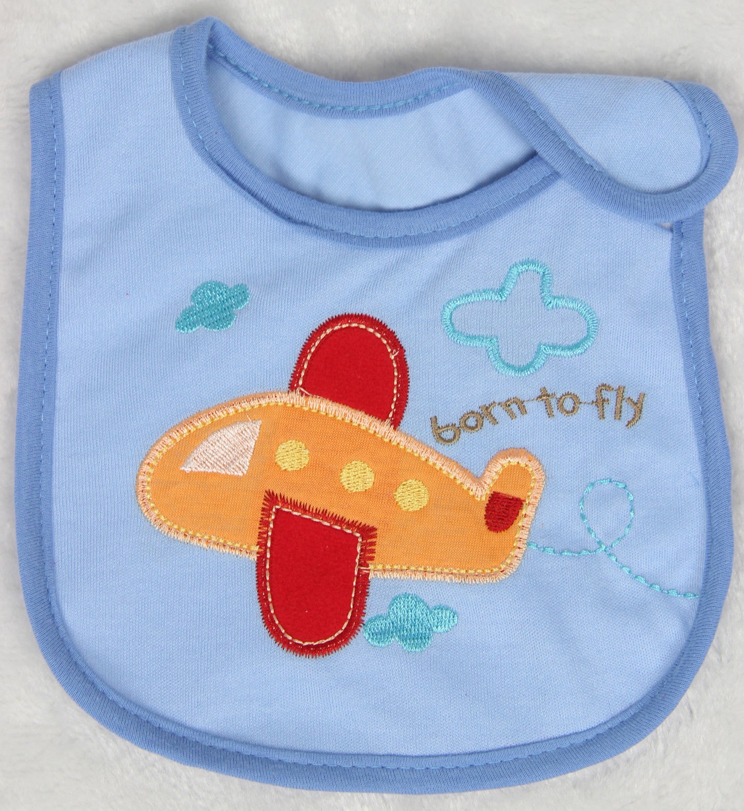 Premium Cotton Blue Airplane Baby Bib