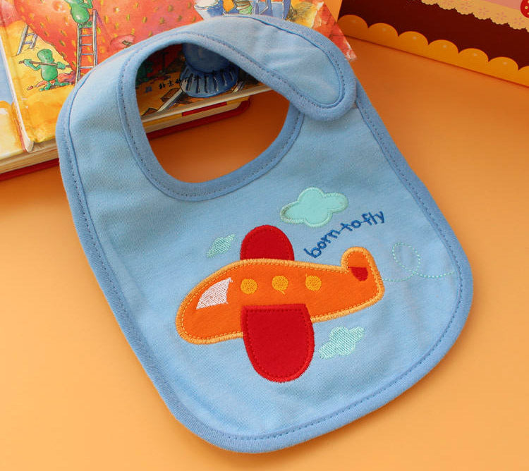Premium Cotton Blue Airplane Baby Bib