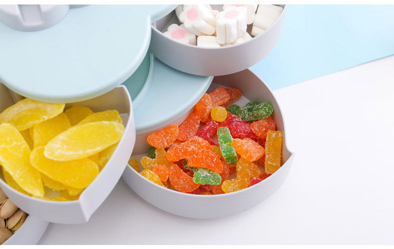 Multilayer Flower 10 Containers Snack Fruit Bowl Rotating Food Tray (Blue)