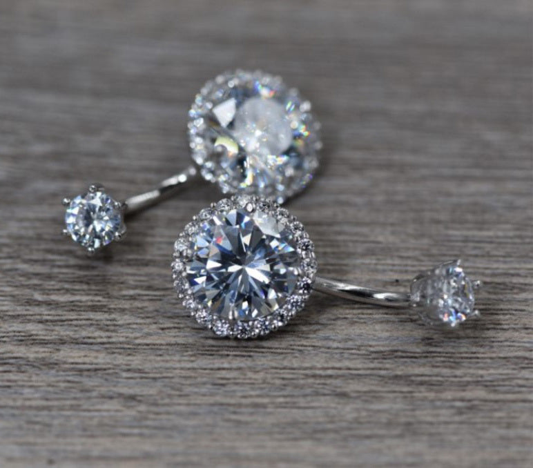 S925 Sterling Silver CZ Diamond Navel Ring Body Piercing