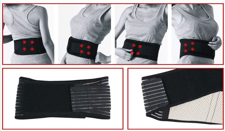 2 x Bio Waist Lower Back Support Magnetic Brace Pain Relief (Black)