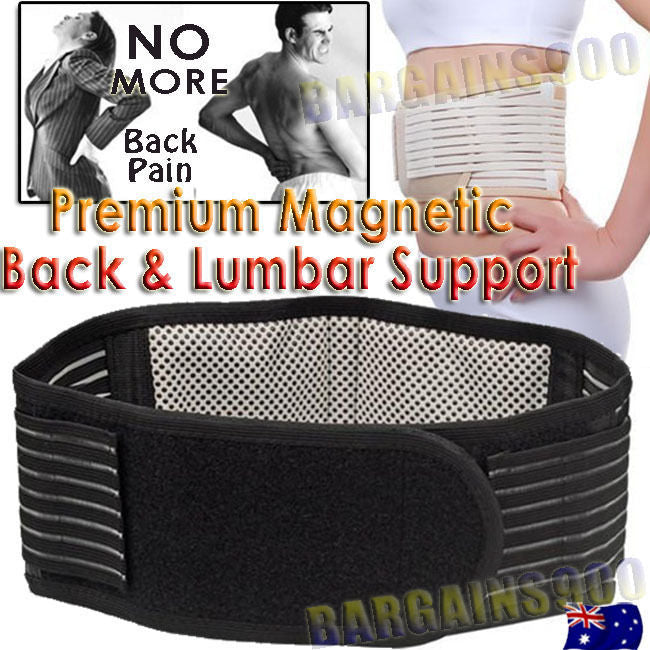 2 x Bio Waist Lower Back Support Magnetic Brace Pain Relief (Black)