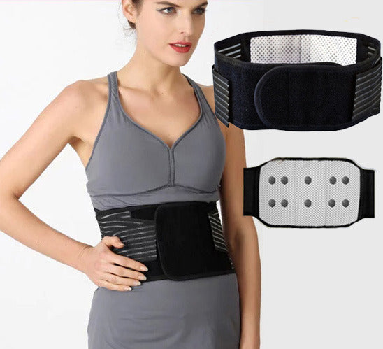 2 x Bio Waist Lower Back Support Magnetic Brace Pain Relief (Black)