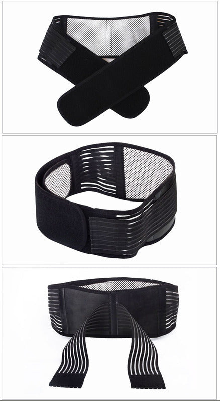2 x Bio Waist Lower Back Support Magnetic Brace Pain Relief (Black)