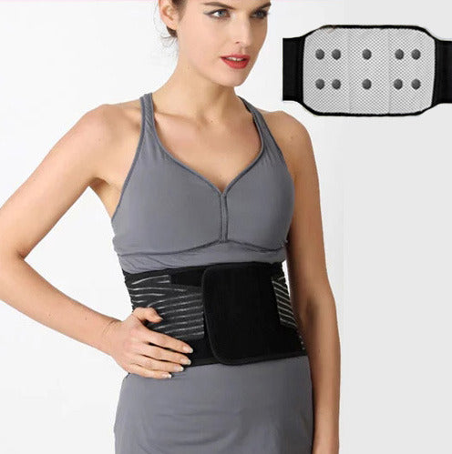 Bio Waist Lower Back Support Magnetic Lumbar Brace Pain Relief (BLACK)