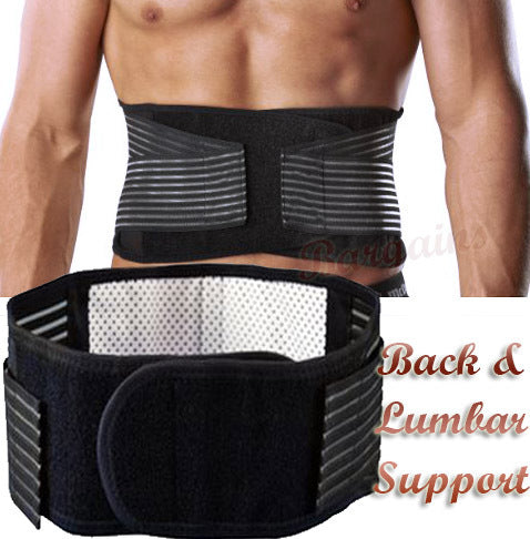 Bio Waist Lower Back Support Magnetic Lumbar Brace Pain Relief (BLACK)