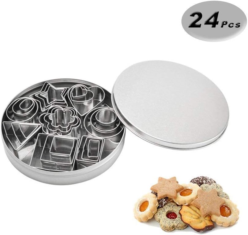 24PCS Stainless Steel Biscuit Cookie Cutter Set Baking Moulds
