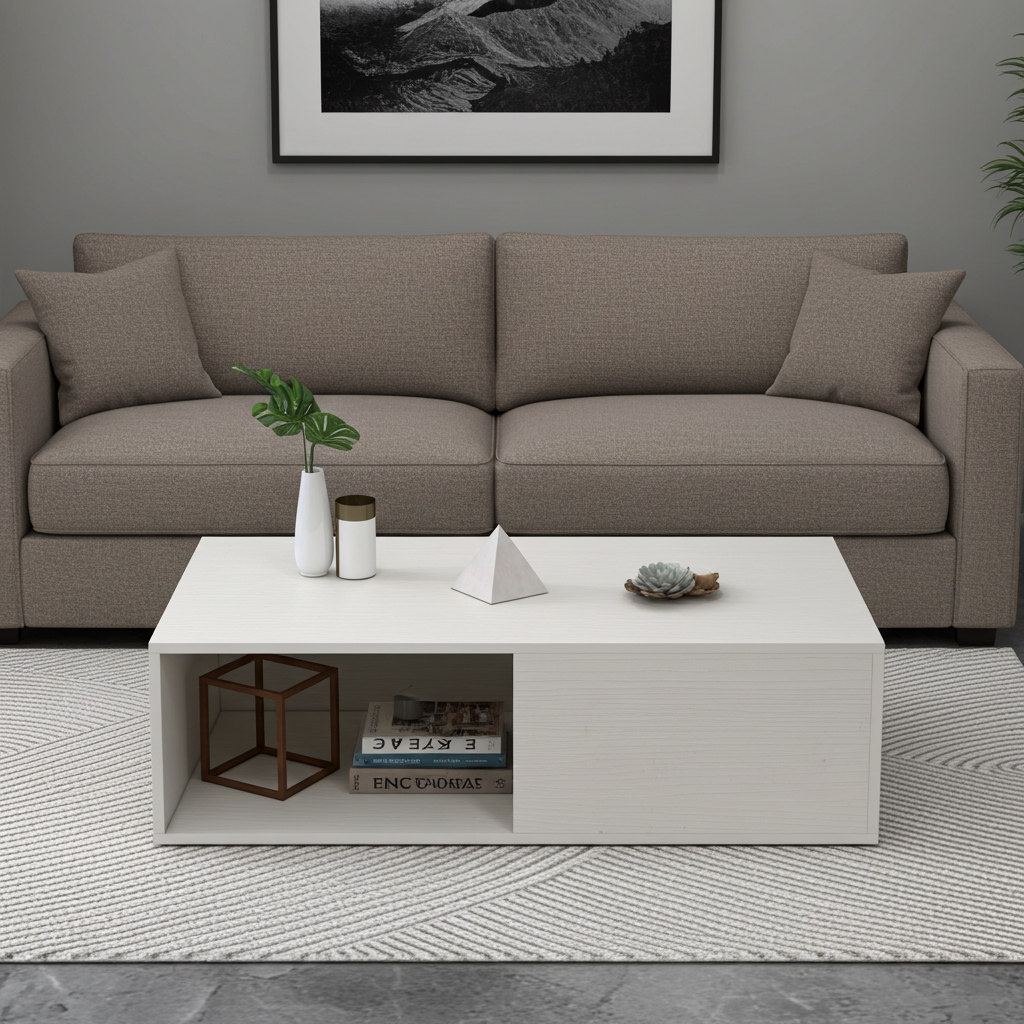 Lusso Designer Wooden Coffee Table (White)