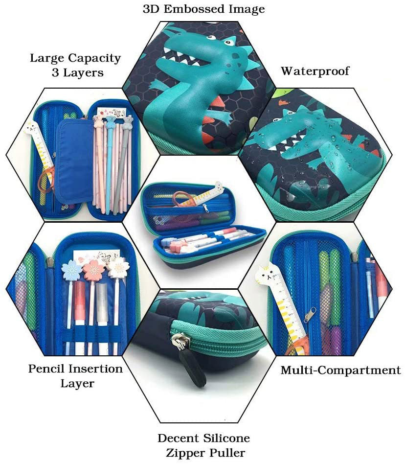 3D Dinosaur Pencil Box Case Storage Organiser