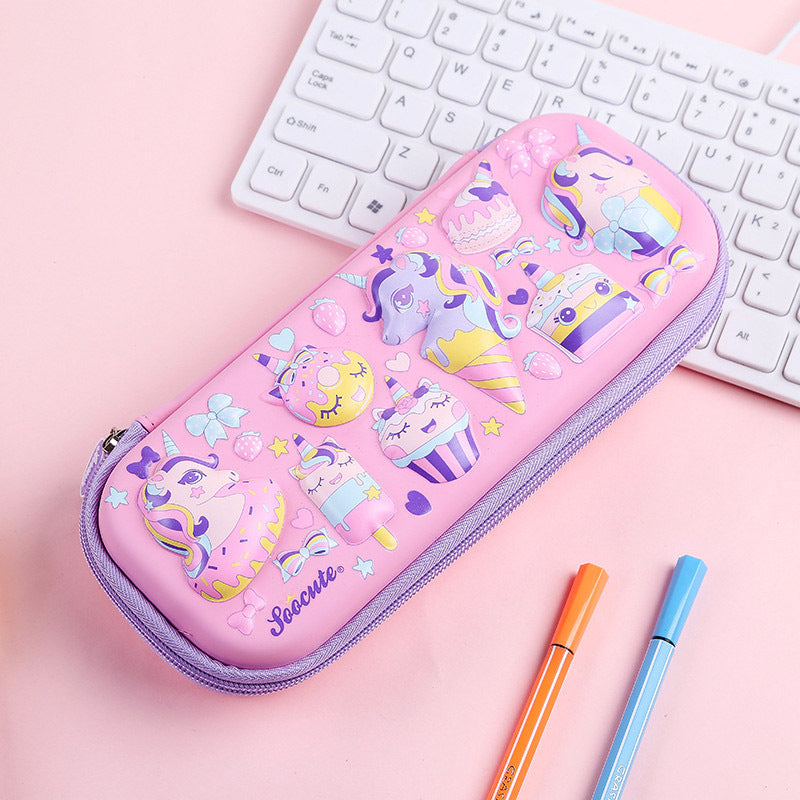3D Unicorn Cupcake Pencil Box Case Storage Organiser