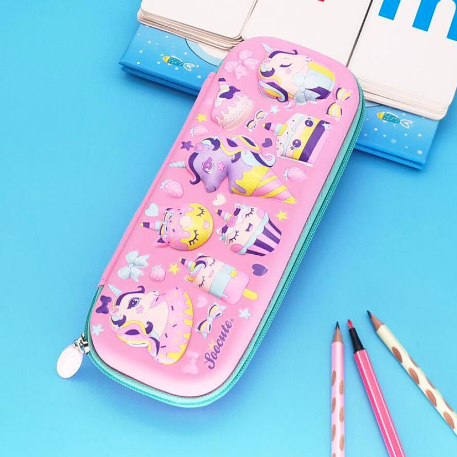 3D Unicorn Cupcake Pencil Box Case Storage Organiser