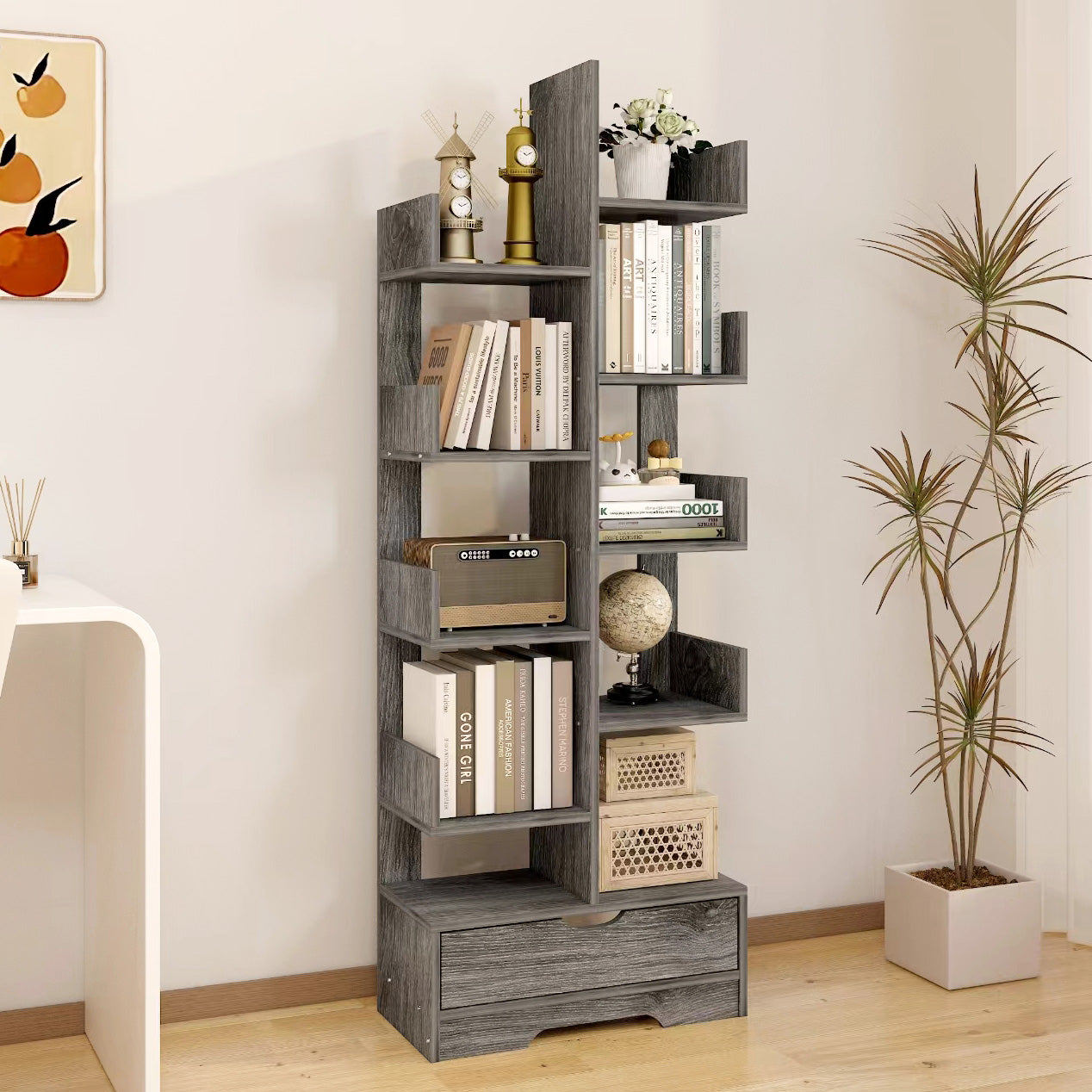 8-Tier 11-Shelf Display Storage Utility Book Shelf Bookcase Shelving (Driftwood Grey)