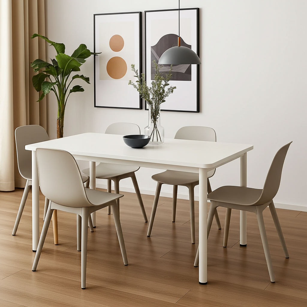 Heritage Industrial White Wood & Metal Dining Table 120cm