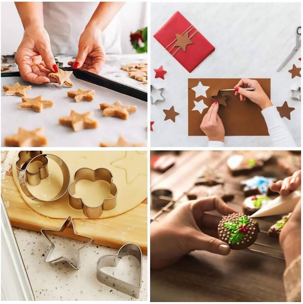 24PCS Stainless Steel Biscuit Cookie Cutter Set Baking Moulds