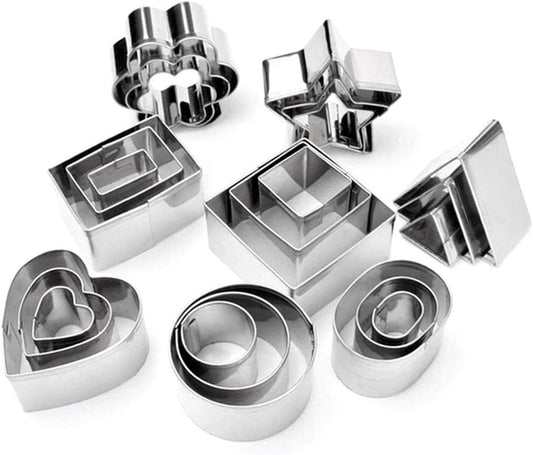 24PCS Stainless Steel Biscuit Cookie Cutter Set Baking Moulds
