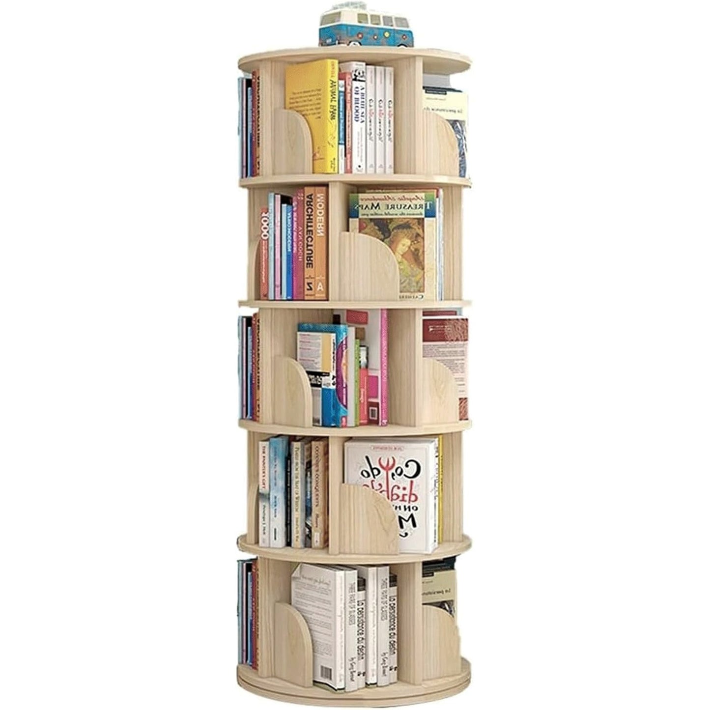 Sanctuary 360-degree Rotating 5 Tier Display Shelf Bookcase Organiser (Coastal Oak)