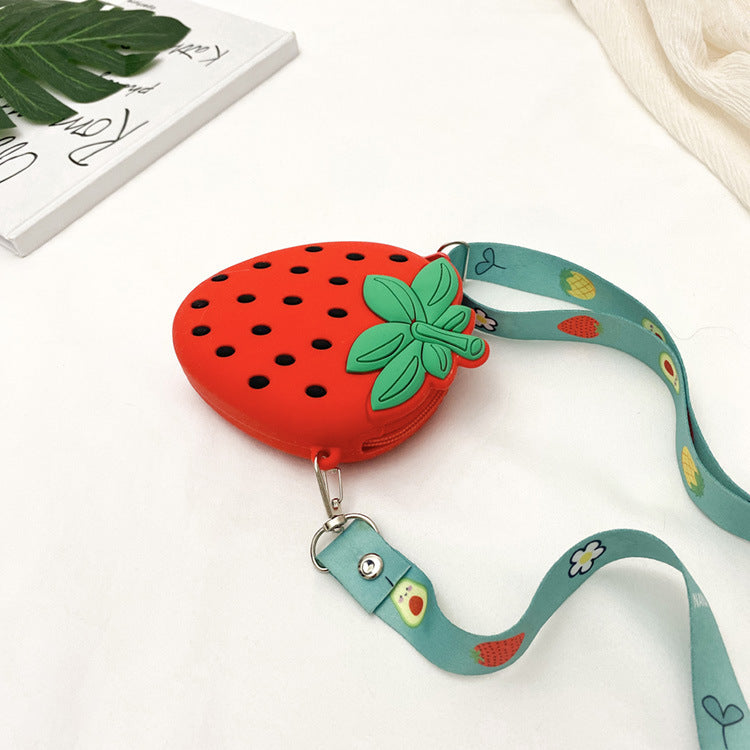 Lovely Girls Cute Strawberry Silicone Crossbody Bag
