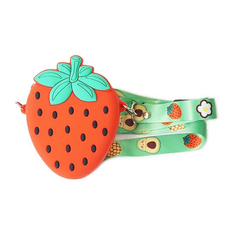 Lovely Girls Cute Strawberry Silicone Crossbody Bag