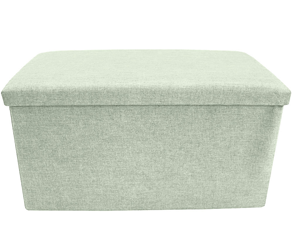 Large Capacity Multipurpose Foldable Linen Storage Ottoman Footrest Stool (Sage)