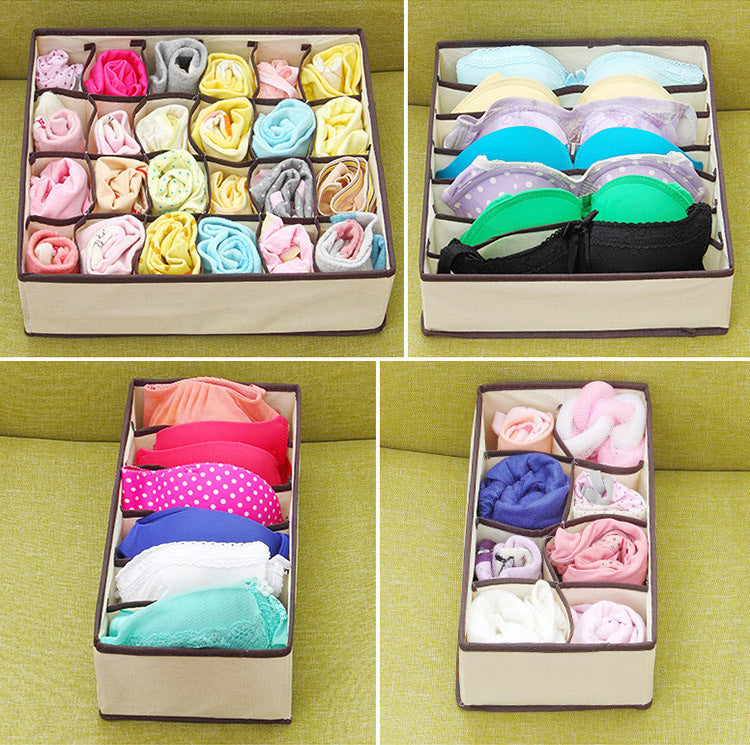 Set of 4 Foldable Drawer Dividers Storage Boxes Organisers