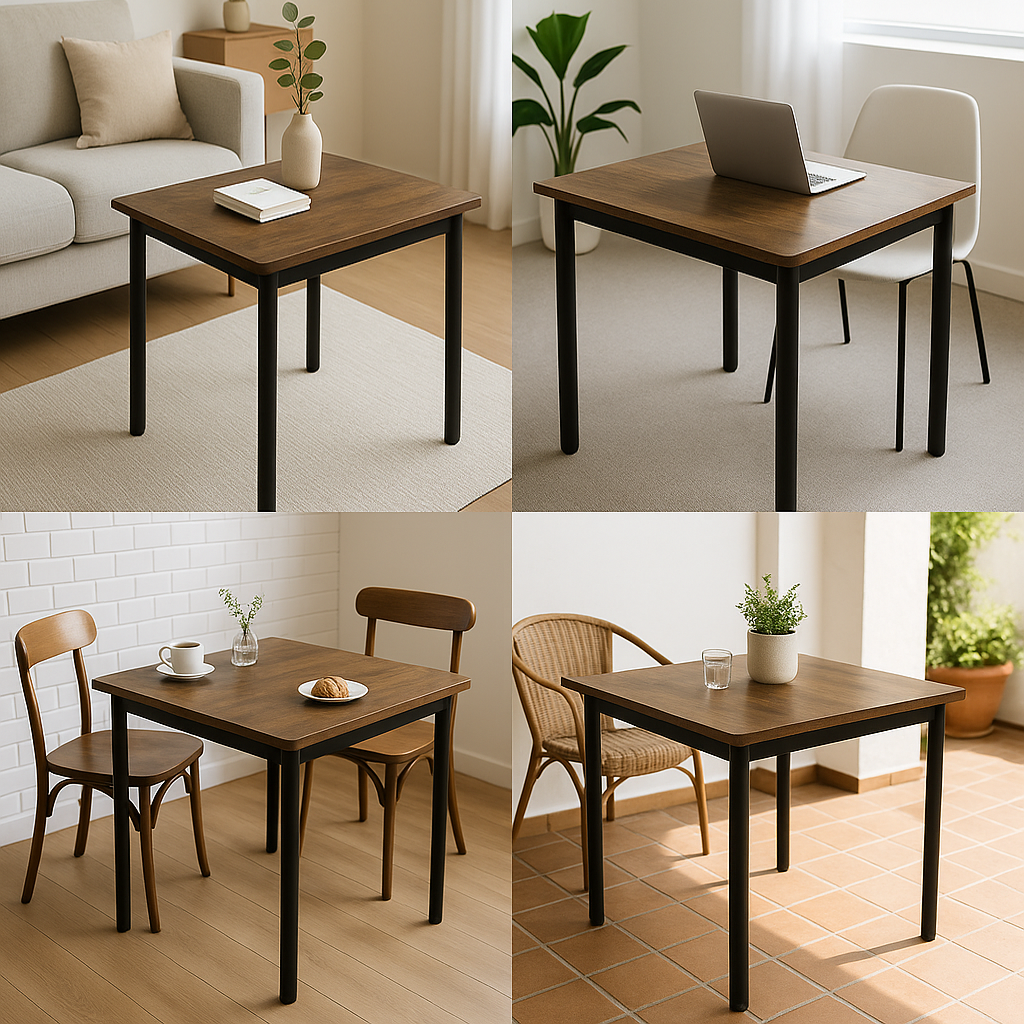 Harbor Industrial Rustic Wood & Steel Dining Table Square 80cm