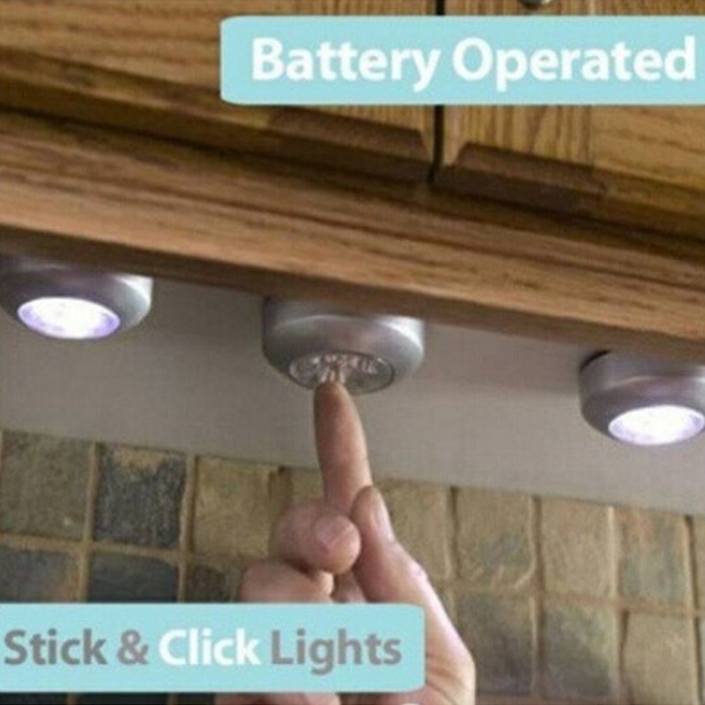 3 x Touch Control Night Light 4 LED Round Lamps