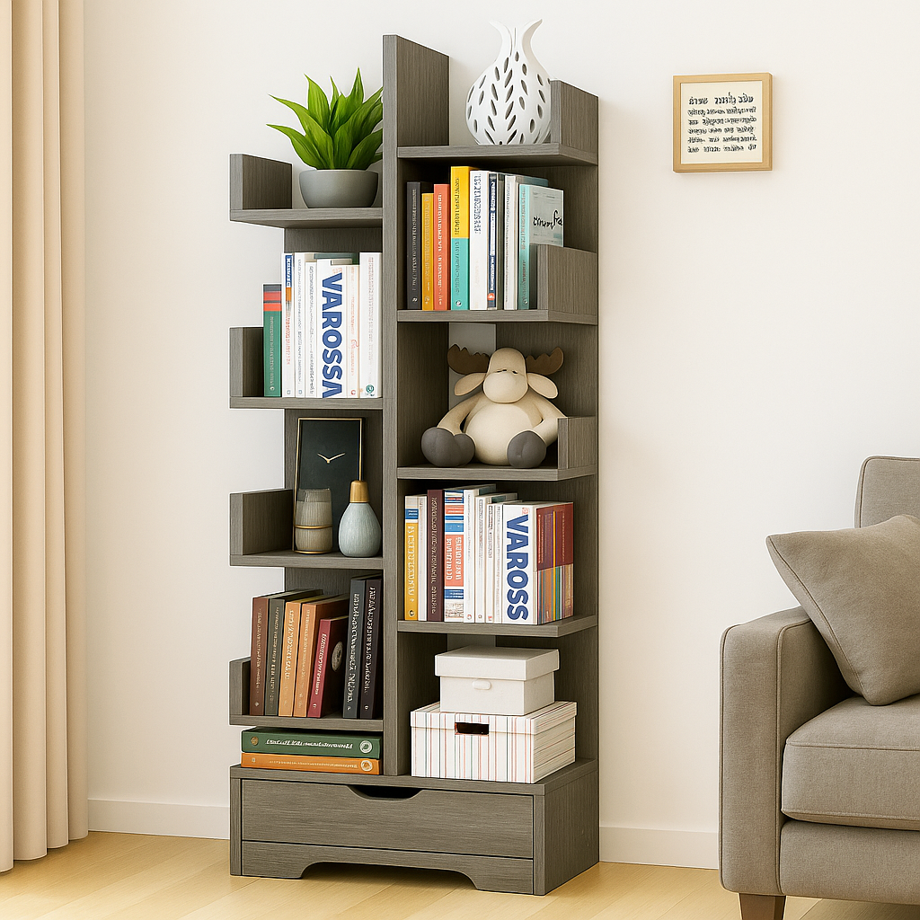 8-Tier 11-Shelf Display Storage Utility Book Shelf Bookcase Shelving (Driftwood Grey)