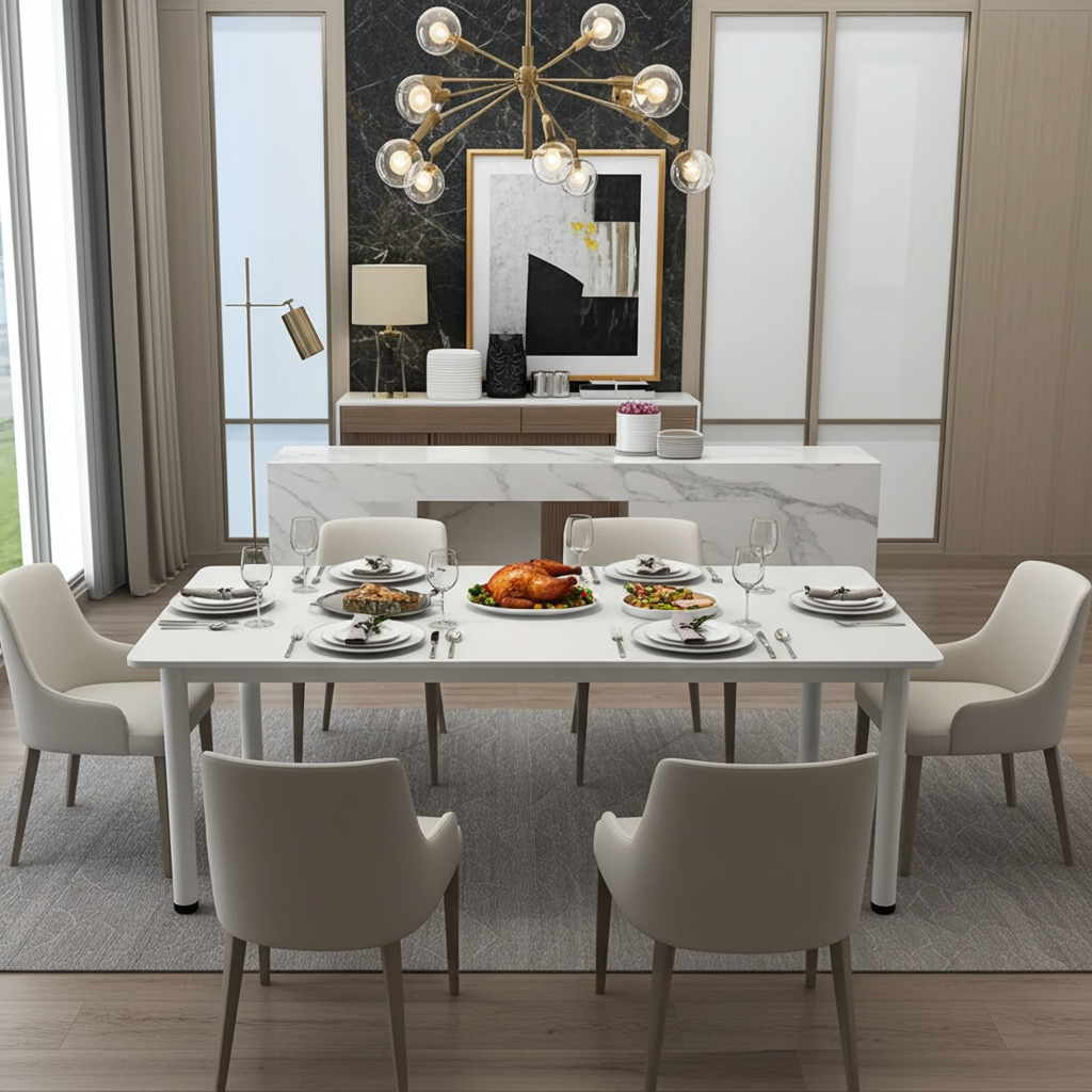 Heritage Industrial White Wood & Metal Dining Table 120cm