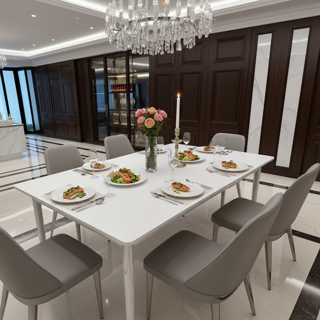Heritage Industrial White Wood & Metal Dining Table 120cm