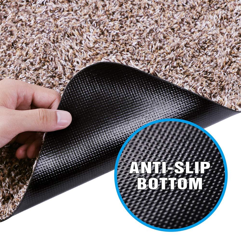 Super Absorbent Clean Step Mat Microfibre Doormat Traps Dirt Water (Brown)