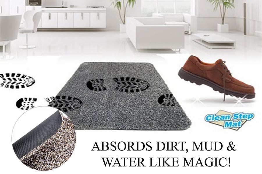 Super Absorbent Clean Step Mat Microfibre Doormat Traps Dirt Water (Brown)
