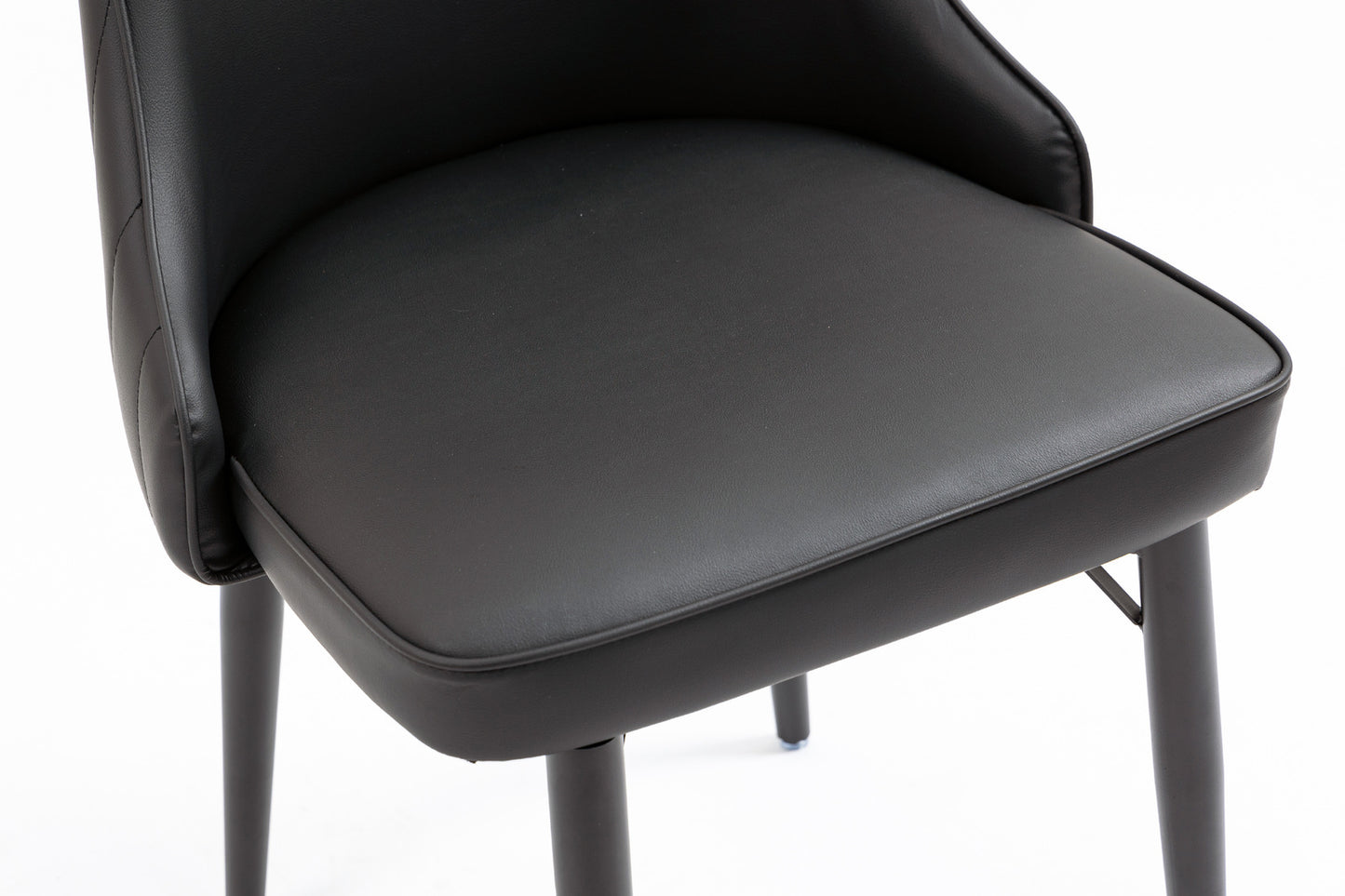 2 x Luxe Designer Elysian Faux Leather Dining Office Chairs (Black- Set of 2)