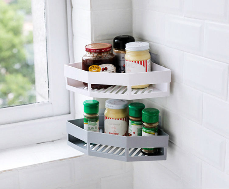 Triangle Bathroom Organizer Corner Wall Shelf Storage Rack Holder