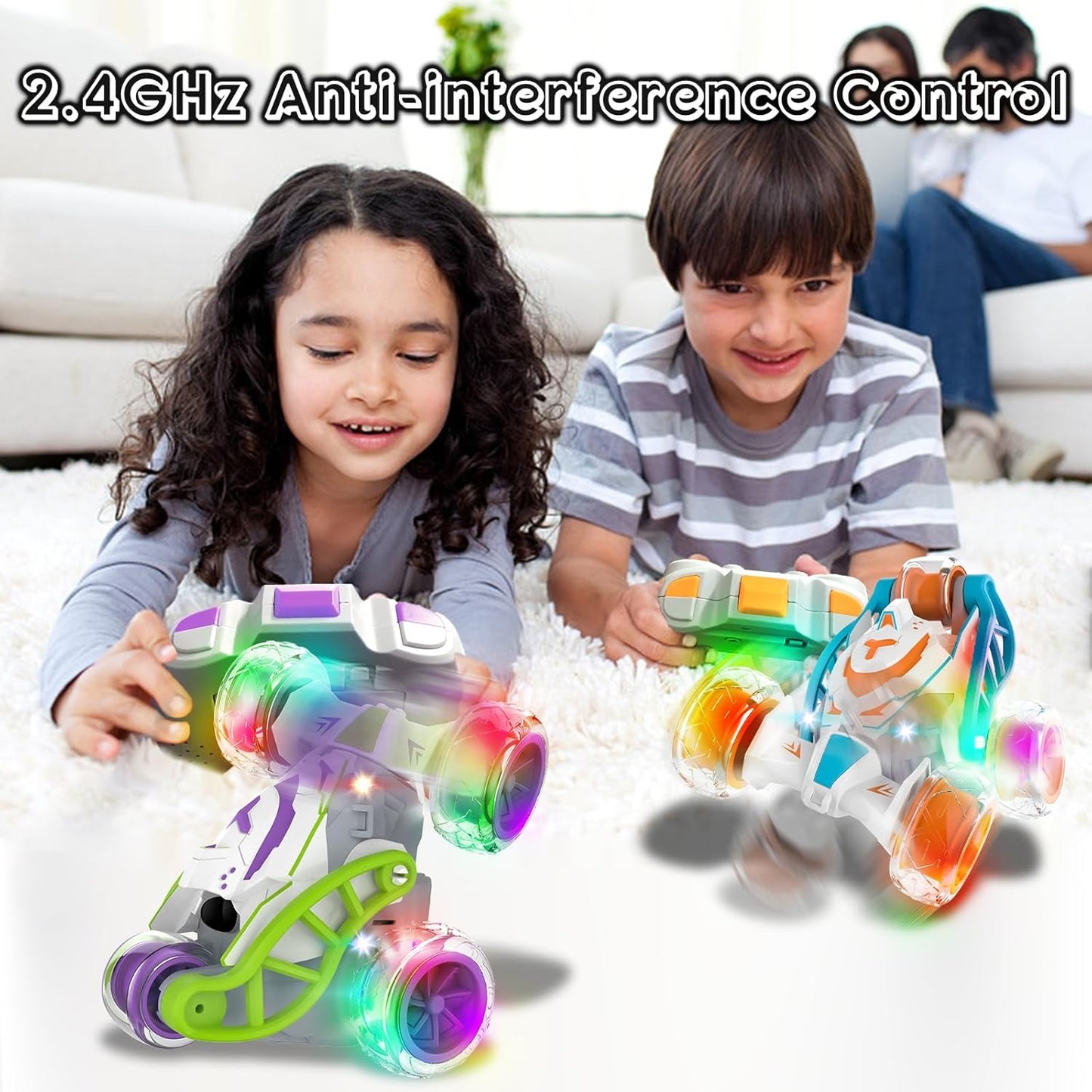 5 Wheels RC Extreme Twist Mist Mini Remote Control Stunt Car (Blue & Orange)