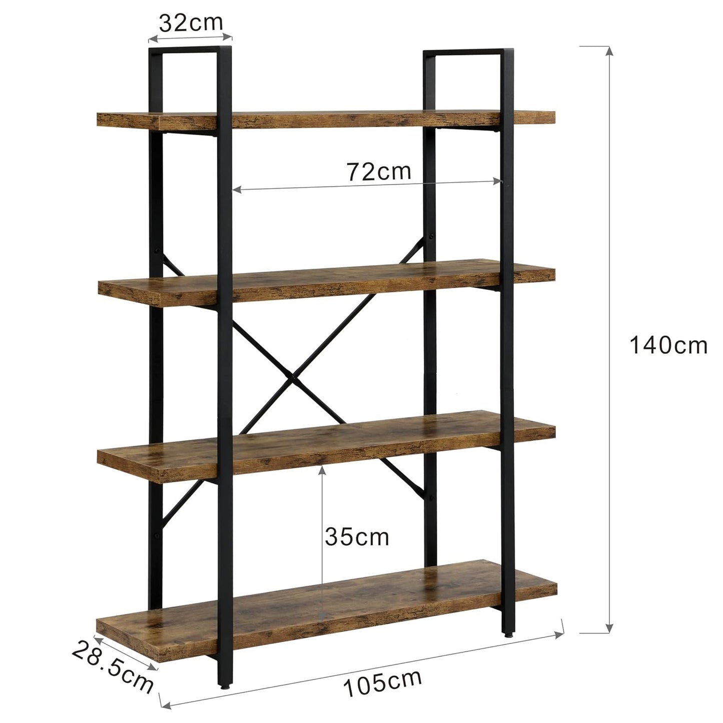 Envision 4-Tier Bookcase Storage Shelf Organizer (White)