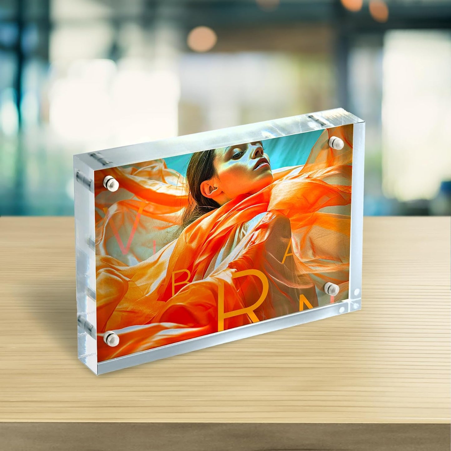 Solid Acrylic Block 3D Display Photo Frame 4 x 6