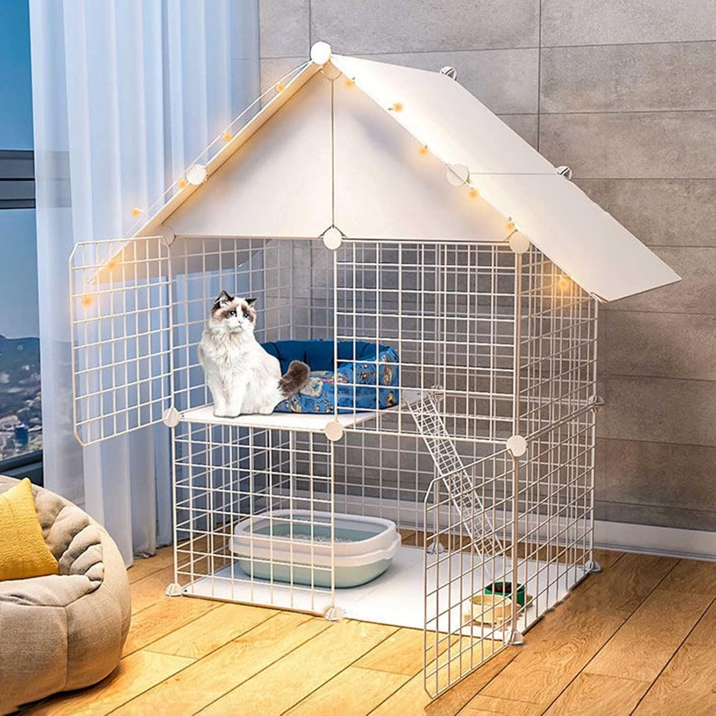 Pet Home Cat Cage Detachable Metal Wire Kennel Playpen Crate House
