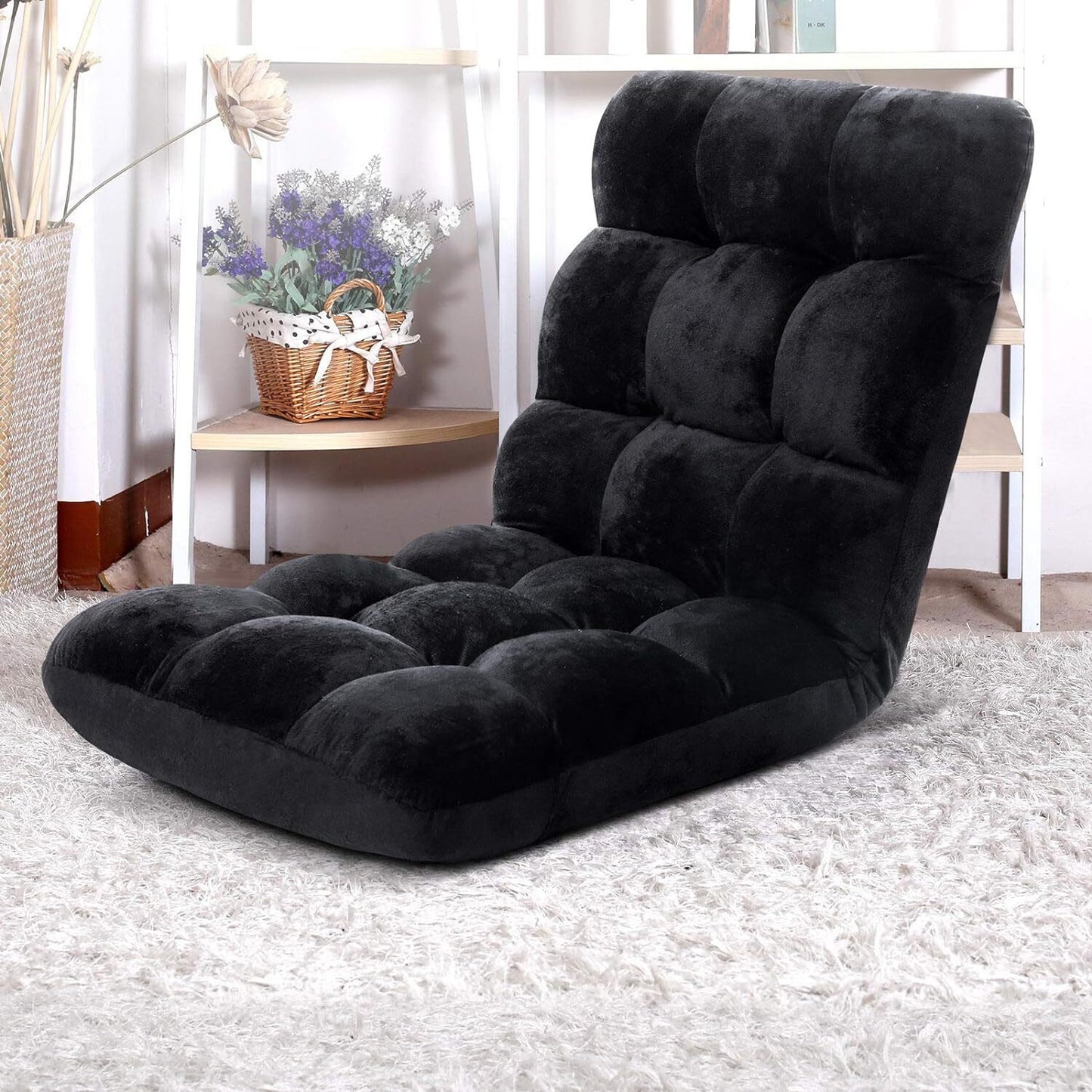 Varossa Versatile Adjustable Recliner Sofa Couch Yoga Chair (Large, Black)