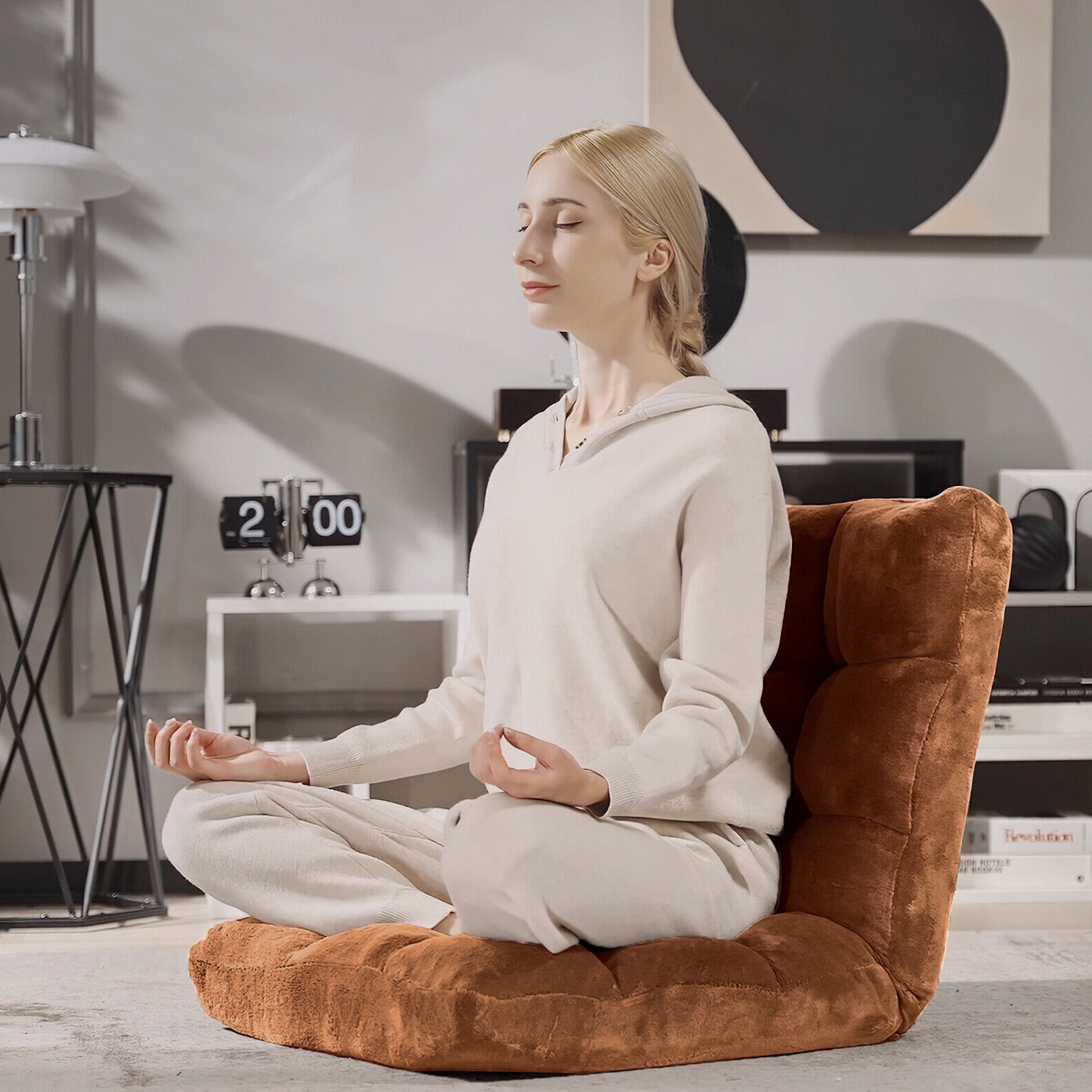 Varossa Versatile Adjustable Recliner Sofa Couch Yoga Chair (Large, Mocha)