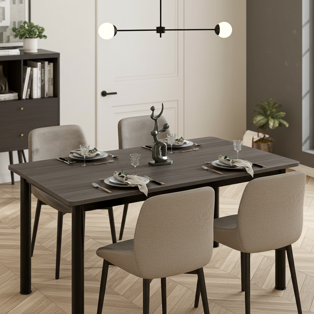 Heritage Industrial Wood & Metal Dining Table 100cm