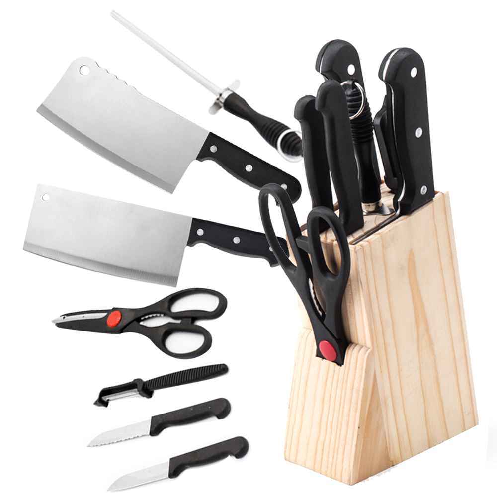 8-Piece Chef's Stainless Steel Knife Wooden Block Set