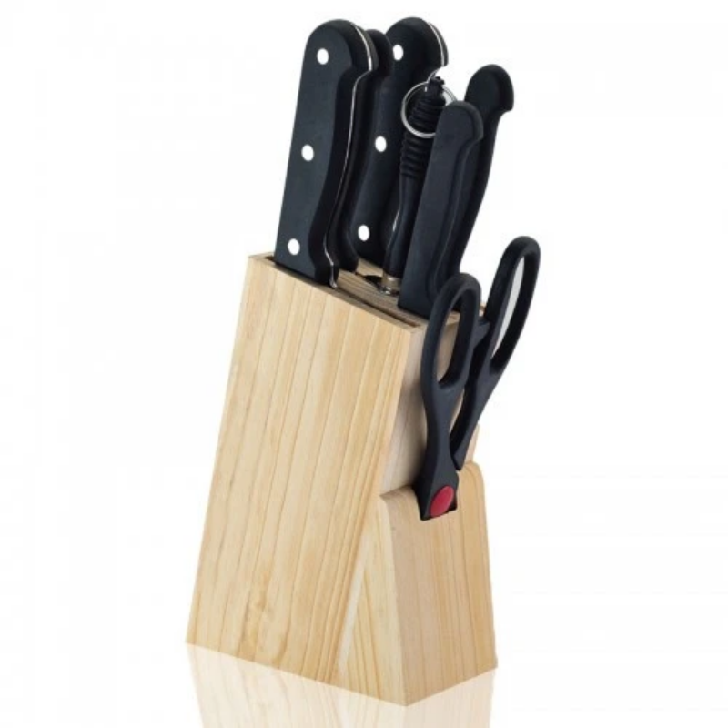 8-Piece Chef's Stainless Steel Knife Wooden Block Set